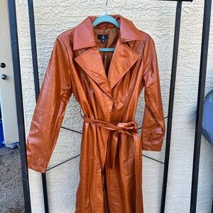 Jason Wu faux leather snakeskin brown belted Trench Coat xs